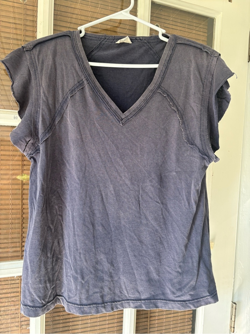 POL Women's Navy V-Neck Short Sleeve Tee